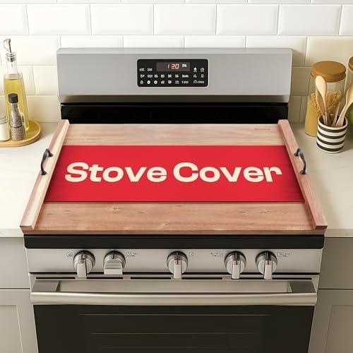 Riveira 30x22 Acacia Natural Stove Top Covers for Electric Stove & Gas Stove Top Covers for Gas Burners – Large Gas Stove Cover with Handle & Juice Groove – Rustic Stove Covers for Gas Stove Top
