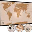 Push Pin World Travel Map, 30" x 20" Framed Cork Board Wall Art, Modern World Map with Pins for Tracking Adventures, A Premium Gift for Travelers, Couples and Families