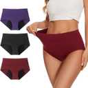 ALLBASE Womens Leakproof Period Underwear Heavy Flow Washable Postpartum Protection Panties High Absorbency Cotton High Waist Menstrual Briefs Multicolor (3 Pack Regular, 5XL)