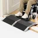 28x16 inch Aluminum Bridge Threshold Ramp 800lbs No Installation | Non Slip Doorway Ramp Fits Sliding Door Tracks 3.5 to 5.3in Adjustable Width Metal Entry Ramp for Scooters and Walkers