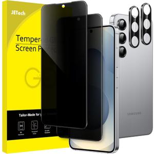 JETech Privacy Screen Protector for Samsung Galaxy S25 5G with Camera Lens Protector, Anti-Spy Tempered Glass Film, Fingerprint ID Compatible, 2-Pack Each