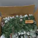 9 Ft Prelit Christmas Garlands with 100 Lights Battery Operated Timer 8 Modes, 308 Pieces Faux Garland Christmas Decorations with Rich Leaves Pine Cone Outdoor Indoor Mantle Fireplace Decor (Snow Branches Garland)