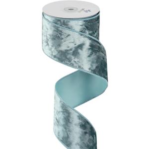 MEEDEE Dusty Blue Velvet Ribbon 2.5 inch Crushed Velvet Christmas Ribbon 10 Yards for Christmas Tree Decoration, Baskets, Wreaths, Holiday Projects, Wedding Decor and Accents