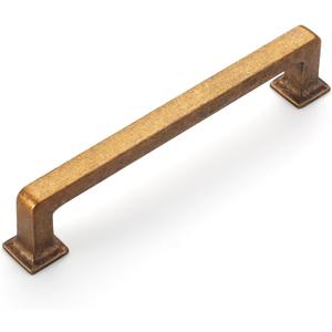 Amerdeco 6 Pack Antique Brass Cabinet Pulls - 5 Inch Hole Centers Kitchen Handles for Cabinets and Cupboards