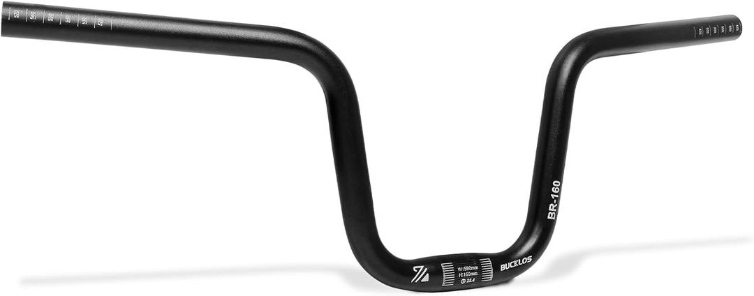 BUCKLOS Mountain Bike Handlebars 25.4mm - 120/160mm Rise MTB Aluminum Alloy Handlebar - 580mm High Rise Bicycle Riser HandleBars for E-Bike Folding Bike Downhill Racing 