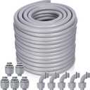 Liquid-Tight Conduit and Connector Kit - 1/2 Inch 100 FT Non Metallic Liquid Tight Electrical Conduit with 5 Straight and 5 Angle Fittings