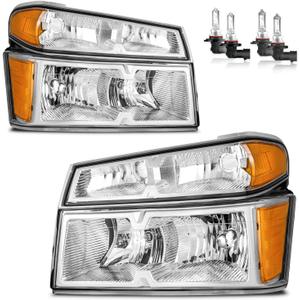 Headlights Assembly W/Bulbs for 2004-2012 Chevy Colorado/GMC Canyon, for 2006-2008 Isuzu I-Series Headlamp Replacement Driver & Passenger Side