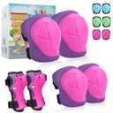 SAMIT Knee Pads for Kids 3-8 Years Boys Girls Protective Gear Set Toddler Knee and Elbow Pads with Wrist Guards 6 in 1 Safety Gear Set for Skating Cycling Bike Rollerblading Scooter Roller Skates (Small, Rose Pink)