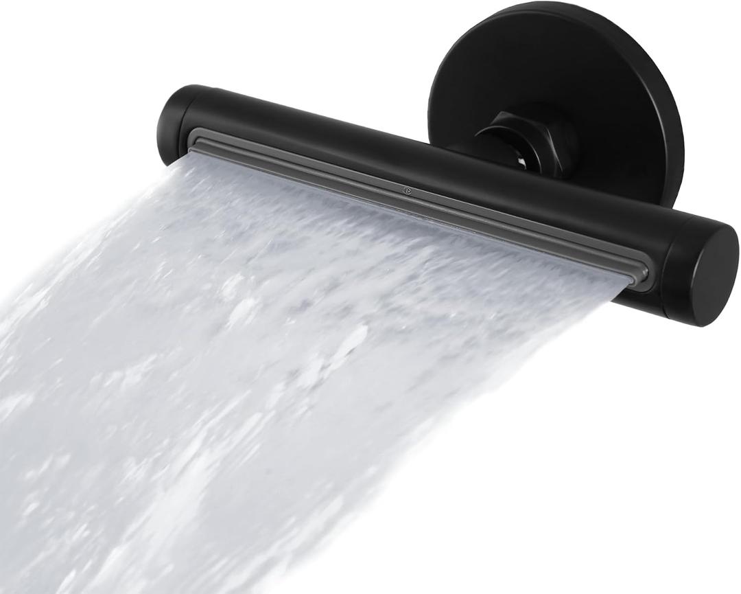 SKOWLL Bathroom Waterfall Shower Wall Mount Waterfall Spout with 360 Hight Pressure Body Sprays, Modern European Showerhead Spas, Matte Black
