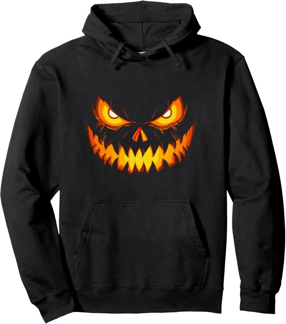 Scary Spooky Jack O Lantern Face Pumpkin Costume Halloween Pullover Hoodie, L