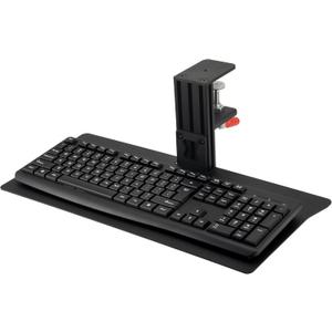 Metal Clamp-on Adjustable Computer Keyboard Tray, Metal Desk Keyboard Tray,18.5x8.7 Inch, Extra Sturdy Single Desk Keyboard Tray Clamp, Ergonomic Typing Desk Tray, Height Adjustable, Black