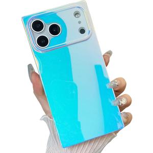 BANAILOA Compatible with iPhone 17 Pro Case Rectangle Sparkle,Colorful Blue-Ray Holographic Cute Case Soft Protective Slim iPhone Cover Designed for 17 Pro - 6.3 inch (Blue Light)