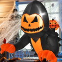 3.3 ft. Pumpkin Head Ghost Broke Out from Window Halloween Decoration