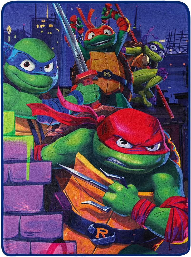Northwest Teenage Mutant Ninja Turtles Micro Raschel Throw Blanket, 46" x 60", Mayhem Rules