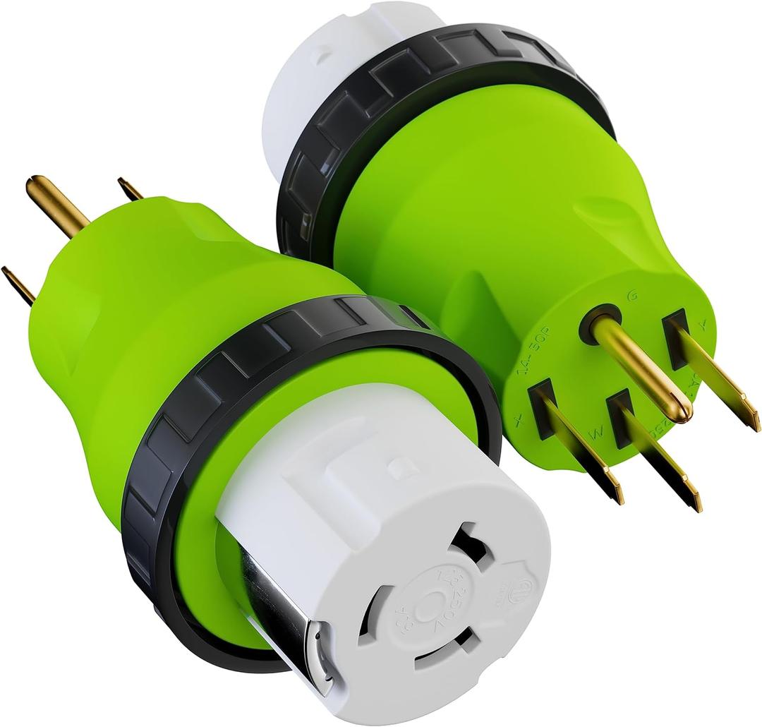 Leisure Cords 50A Male to 50Amp Female Twist Adapter RV Locking Power Cord Male to Female Camper Generator Cable Adapter Electrical Converter Plug (50A Male to 50A Female)