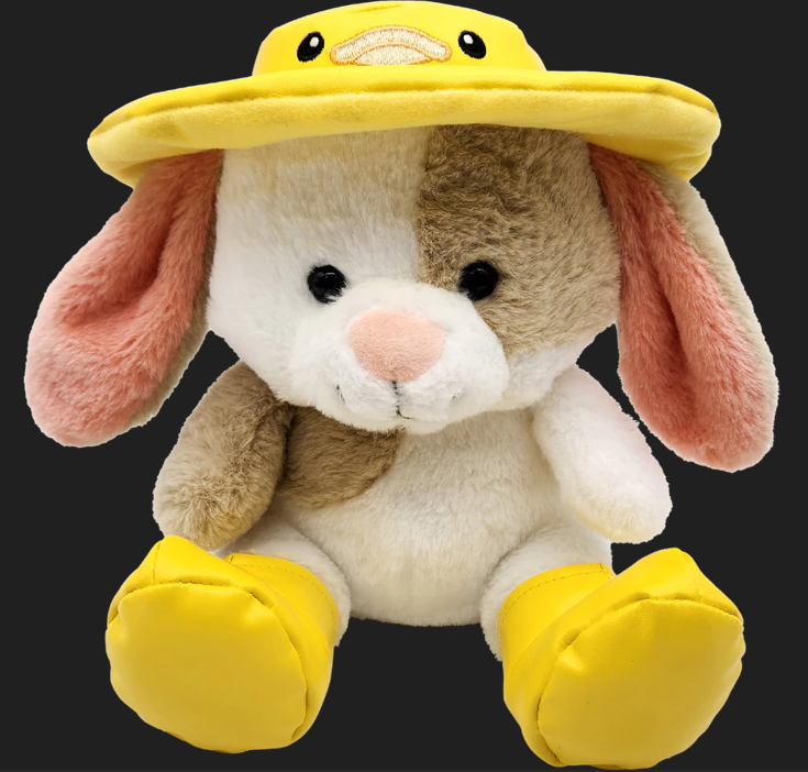 Holiday Home Spring Raindrop Bunny with Hat - Yellow