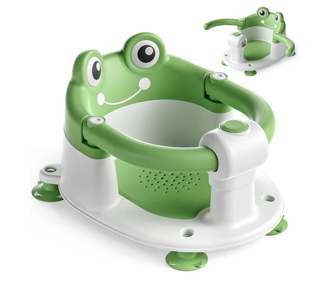 Baby Bath Seat for Babies 6 Months & Up - Toddler Bath Seats for Baby Sitting Up with 4 Suction Cups & Soft Cushion, Non-Slip Infants Shower Bathtub Chair for Newborn Boys Girls, Green