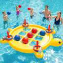 2 in 1 Pool Toys Games Set Inflatable Tic Tac Toe with 10 Balls & 10 Rings for Adults Teens Kids, Giant Floating Tic-Tac-Toe with Cup Holder, Ring Toss, Large Outdoor Yard Carnival Field Day Game 2 Pack