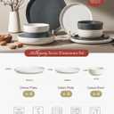 Famiware Milkyway Plates and Bowls Sets, 12 Pieces Dinnerware Sets, Reactive Glaze Dish Set, Stoneware Dishes Set for 4, Matte Beige White & Matte Dark Charcoal