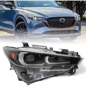 Huray Headlight Assembly for Mazda CX-5 CX5 2022 2023 2024 w/o AFS LED DRL RH Front Projector Headlamp OE Factory Replacement for KPF151040 Right Passenger Side w/o AFS LED, RH(Passenger Side)
