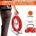 6MM 500FT Duct Rodder, Fiberglass Fish Tape, Heavy-Duty Wire Running Rod with Durable Steel Stand, Fish Tape Cable Puller for Conduit & Electrical Installations