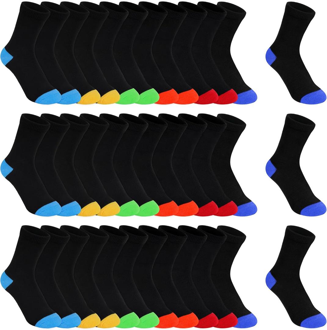 18 Pairs Boys Socks Kids Crew Dress Socks School Uniform for Children (1-14 Years)