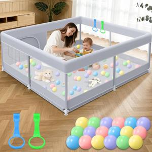 XVISHX Baby Playpen with Mat, 50x50 Inch Play Pen, Playpen for Babies and Toddlers, Baby Playard for Indoor & Outdoor Active Center Game Fence, with SkinFriendly Fabric and Soft Breathable Mesh