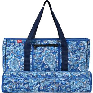 yookee home Mahjong Bag Neoprene Mahjong Tile Bag with Two Wrappers (Case Only), not Include Mahjong Accessories Mahjong Tote Bag for Women or Men Blue Paisley