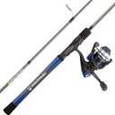 Fishing Rod and Reel Combo - Carbon Pole with Pre-Spooled Spinning Reel and Golf Grip Handle for Bass, Trout, Salmon, or Catfish by Wakeman (Blue)