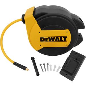 DEWALT 3/8 in. x 50 ft. Enclosed Air Hose Reel, Automatic, Retractable Air Hose Reel, 300 PSI MAX, Durable Retractable Air Hose for Efficient Use in Workshops and Garages
