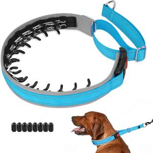 Mayerzon Martingale Dog Collar for Pulling, Patented No Pull Training Walking Collar with Buckle for Medium Large Dogs Bulldog Pitbull German Shepherd, Reflective, Adjustable(M, Light Blue) (Medium,2.5mm,14.5-18.5"Neck)