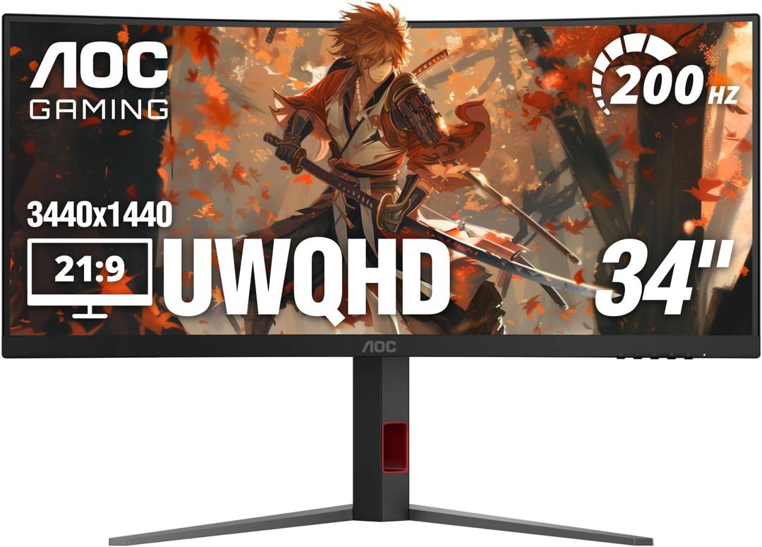 AOC 34 Inch Curved Gaming Monitor UWQHD 200Hz VA 0.3ms HDR, CU34G4H