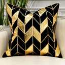 Avigers 20 x 20 Inches Black Gold Striped Cushion Case Luxury European Throw Pillow Cover Decorative Pillow for Couch Living Room Bedroom Car