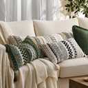 Kevin Textile Spring 12x24 Inch Lumbar Throw Pillow Cover 1 Pack Boho Decorative Soft Chenille Thread Woven Tufted Textured Rectangle Cushion Case Accent for Living Room Couch Sofa Bed, Black