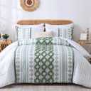 Herside Tufted Boho Comforter Set Bed in A Bag,Shabby Chic Aztec Western Green Bedding Tufted Decor Queen Size Bedding Comforter and Sheet Set,Farmhouse Luxury 7 Pieces Quilt Set for All Season