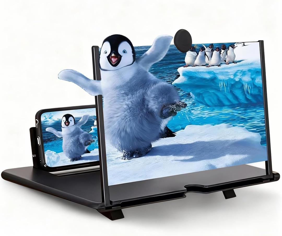 Screen Magnifier Version, 10inch HD Mobile Phone Magnifier Screen Enlarger for Movies Videos Games, Clear, Lightweight Foldable Mobile Phone Holder Compatible with All Smartphones (Black)