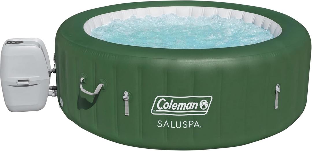 Coleman Palm Springs EnergySense AirJet Inflatable Hot Tub Spa (77" x 28") | Portable Hot Tub with 2 Covers (1 Energy-Efficient Thermal Cover and 1 Standard Cover) | Fits Up to 4-6 Persons | Green