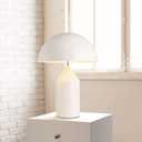 Meefad Mushroom Bedside Lamp, Modern Table Lamp with Heavy Base, Dome Shaped Night Light, Accent Lamp for Bedroom Reading Nightstand (White)