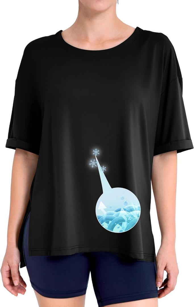 Comfy T Shirts with Breezy-Comfort Fabric Designed for Pregnant Women Perfect as Loose Fit Trendy Summer Tops for Women 2025 (Black, L)