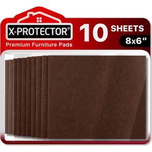 Felt Furniture Pads X-PROTECTOR - 10 Pack Premium 8x6 Heavy Duty 1/5 Felt Sheets! Cut Furniture Felt Pads for Furniture Feet You Need Best Furniture Pads for Hardwood Floors! Brown