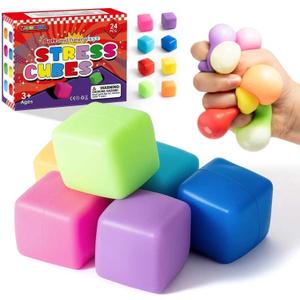24 Pack Squishy Fidget Toys Bulk, Soft Stress Cube Ice Cube Fidget, Fidget Cubes Stress Balls, Slow Rising Squishy Stress Relief Toys for Kids Adults, Classroom Fidgets, Party Favors, Squishies