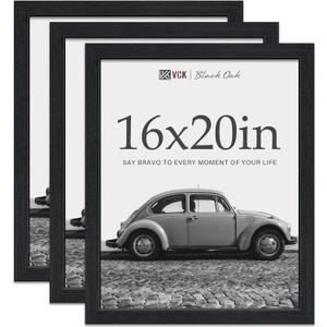 16x20 Picture Frames 3 Pack, Black Oak Wood Wide Border, for Poster