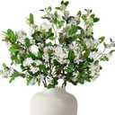 CHIAVE 8pcs Artificial Plants Fake Greenery Branches for Vase, Tall Stems with White Fake Flowers for Vase, Fake Plants Spring Stems for Wedding Garden Office Home Dcor