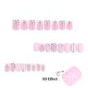 24Pcs Pink Duck Press on Nails Short Medium Fake Nails with Pearl Flower Design Handmade False Nails Leopard French Nail Tips Design Cute Acrylic Nails Press ons Holiday Glue on Nails for Women
