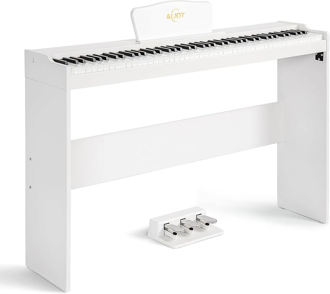 AiJoy 88-Key Digital Piano, Semi-Weighted Keyboard for Beginners, Compact Home Electric Piano with Minimalist Design, Elegant Style for Home Use, Size: ADP10-M--W
