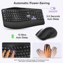 Wireless Keyboard and Mouse Combo, 2.4G Full Size Wave Keys Ergonomic Keyboard with Wrist Rest, Phone Holder, 3-Level DPI Wireless Silent Mouse with 6-Buttons, for Windows, Mac OS (Purple Black)