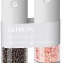 Ultrean Electric Pepper Grinder, Rechargeable Salt and Pepper Grinder with 6 Adjustable Coarseness, LED Light, Automatic Grinder for Kitchen, Valentines Day Gifts for Him Her Mom Dad, White