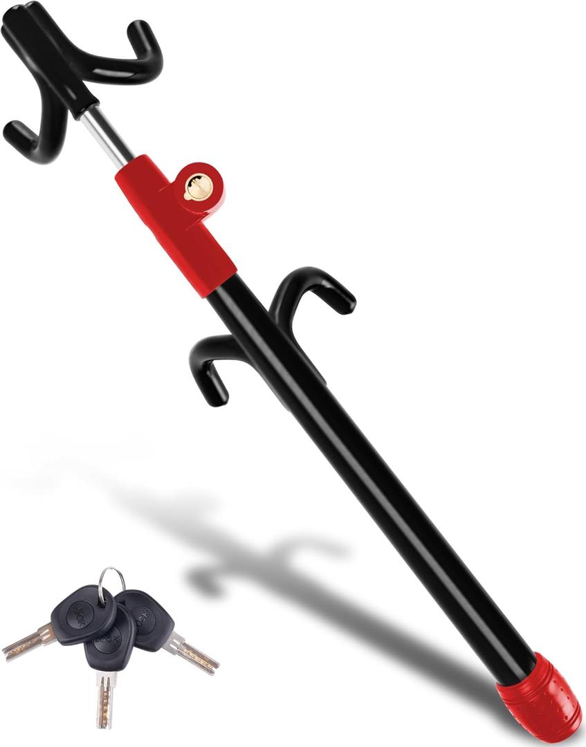 Tevlaphee Car Steering Wheel Lock Great Deterrent Adjustable Car Lock Steering Wheel Anti Theft Car Device for Vehicles,Trucks,Vans,SUVs (Black)