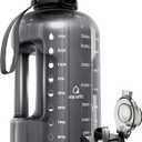 AQUAFIT 1 Gallon Water Bottle with Time Marker - Straw & Chug Lid - BPA Free Gym Water Bottle with Straw - Big Gallon Jug (Gray, 128 oz - 2in1 Lid)