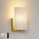 Morauroral Gold Modern Battery Operated Wall Sconce, Rechargeable Wall Sconce with Dimmable Remote, Indoor Wall Lights Warm Light for Living Room Bedroom with White Shade (Bulbs Included)